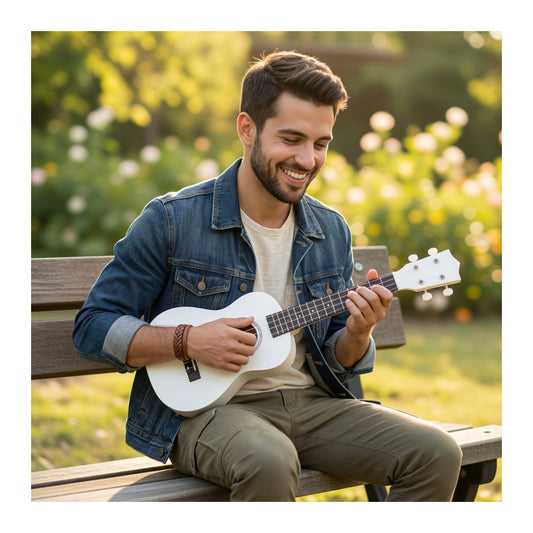 Ukelele 21". Incluye Funda. Color Blanco