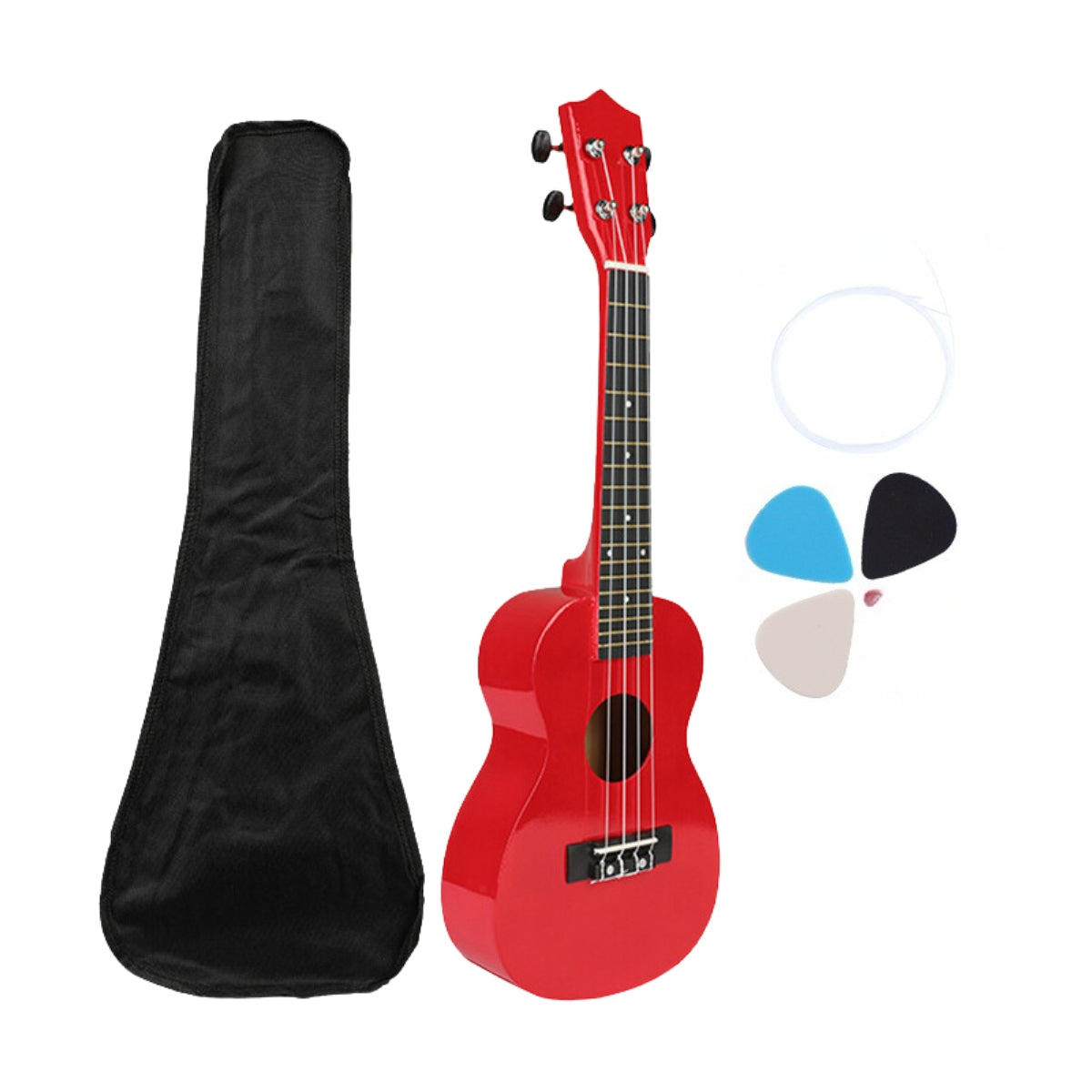 Ukelele 21". Incluye Funda. Color Rojo
