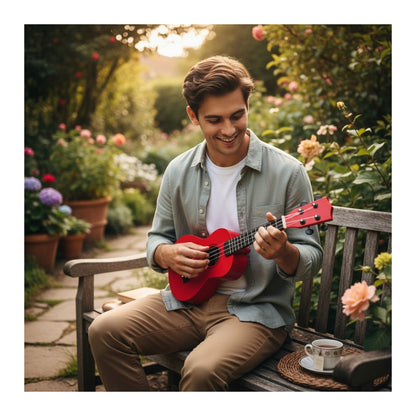 Ukelele 21". Incluye Funda. Color Rojo