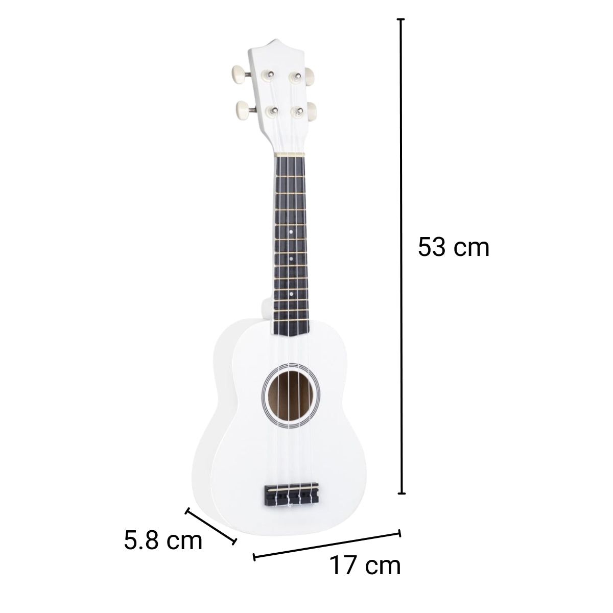 Ukelele 21". Incluye Funda. Color Blanco
