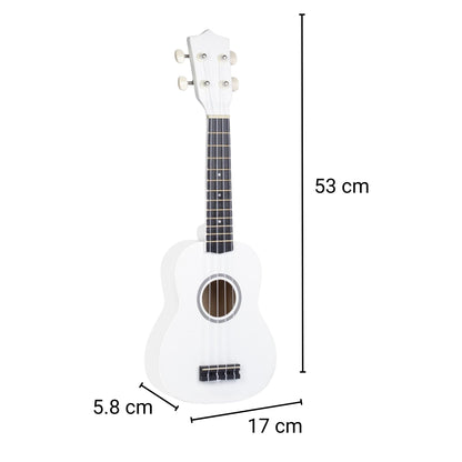 Ukelele 21". Incluye Funda. Color Blanco