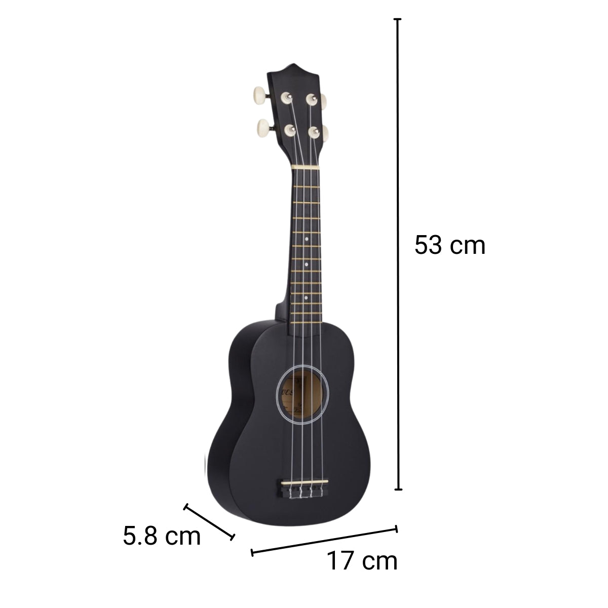 Ukelele 21". Incluye Funda. Color Negro